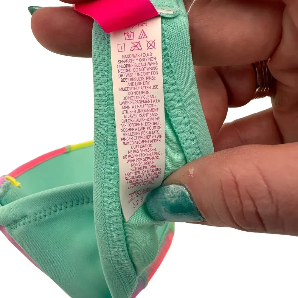Victoria’s Secret Strapless Push Up Bikini Top Multi Colored Size 32B